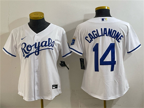 Women's Kansas City Royals #14 Jac Caglianone White Cool Base Stitched Baseball Jersey(Run Small)