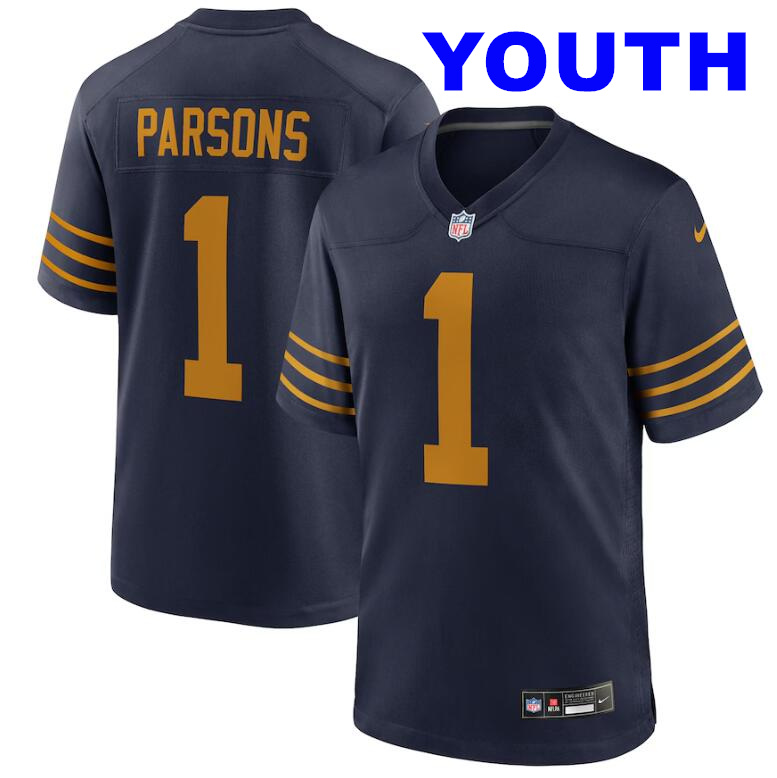 Youth Green Bay Packers #1 Micah Parsons Nike The 1923 Classic Game Navy Jersey
