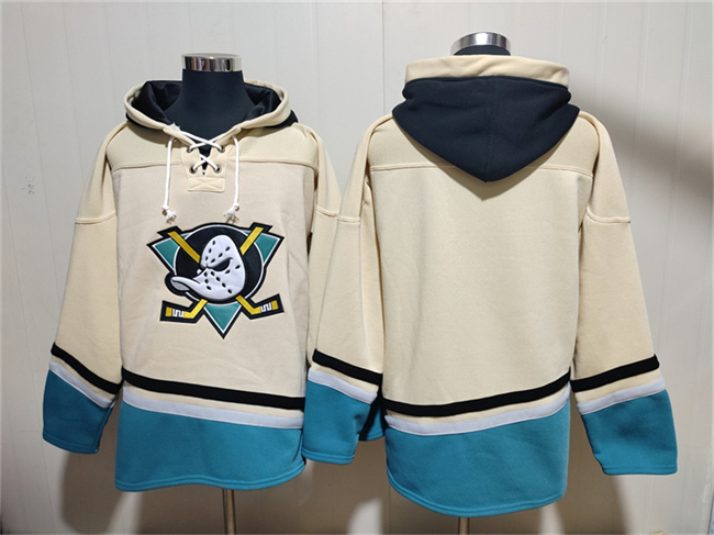 Men's Anaheim Ducks Blank Cream Ageless Must-Have Lace-Up Pullover Hoodie