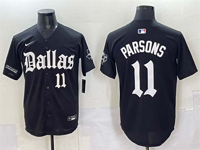 Men's Dallas Cowboys #11 Micah Parsons Black 'Gothic Lone Star Edition' Limited Stitched Baseball Jersey