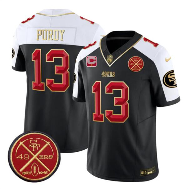 Men's San Francisco 49ers #13 Brock Purdy Black Alternate F.U.S.E. 1-Star C With Est.1946 Patch Vapor Limited Football Stitched Jersey