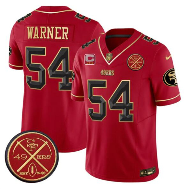 Men's San Francisco 49ers #54 Fred warner Red F.U.S.E. 3-Star C With Est.1946 Patch Vapor Limited Football Stitched Jersey