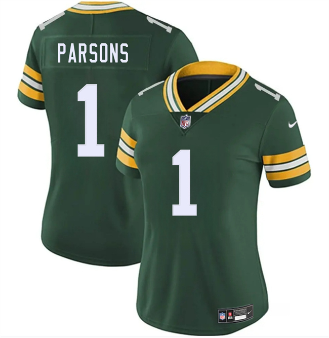 Women's Green Bay Packers #1 Micah Parsons Green 2025 Vapor Untouchable Limited Stitched Football Jersey(Run Small)