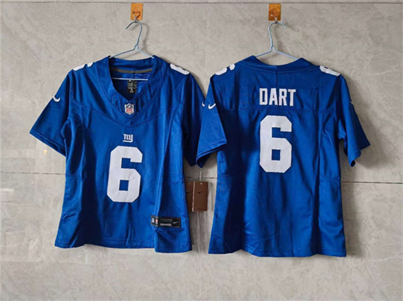 Women's New York Giants #6 Jaxson Dart Blue F.U.S.E. Vapor Limited Stitched Jersey(Run Small)