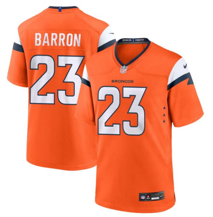 Men's Denver Broncos #23 Jahdae Barron Orange Nike Mile High Collection Game Jersey