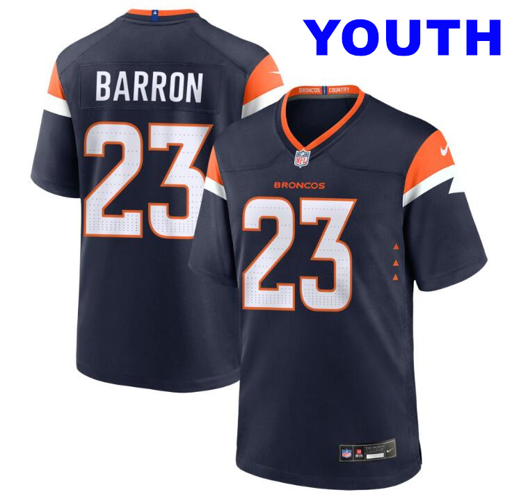 Youth Denver Broncos #23 Jahdae Barron Navy Nike Mile High Collection Game Jersey
