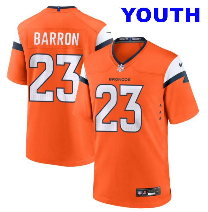 Youth Denver Broncos #23 Jahdae Barron Orange Nike Mile High Collection Game Jersey