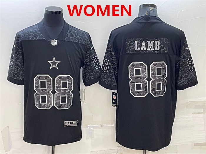 women's dallas cowboys #88 ceedee lamb black reflective limited stitched football jersey