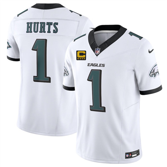 Men's Philadelphia Eagles #1 Jalen Jurts White 2025 F.U.S.E. With 4-Star C Patch Vapor Untouchable Limited Football Stitched Jersey