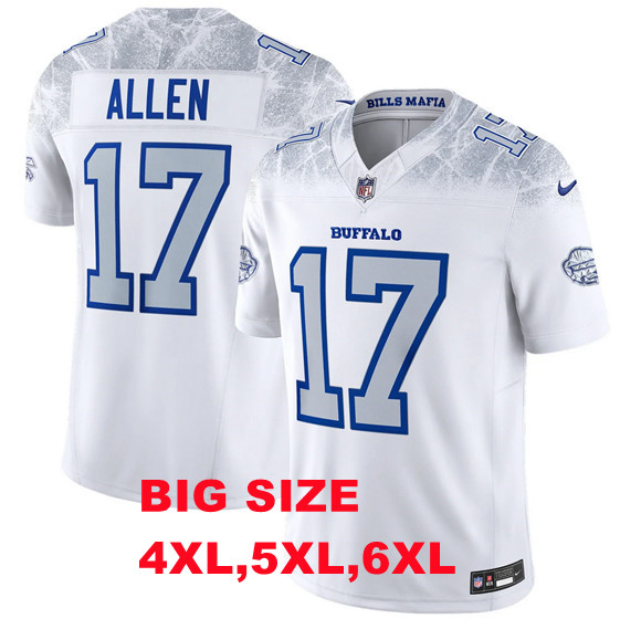 Big Size Buffalo Bills #17 Josh Allen White 2025 F.U.S.E. “Rivalries” Vapor Limited Football Stitched Jersey