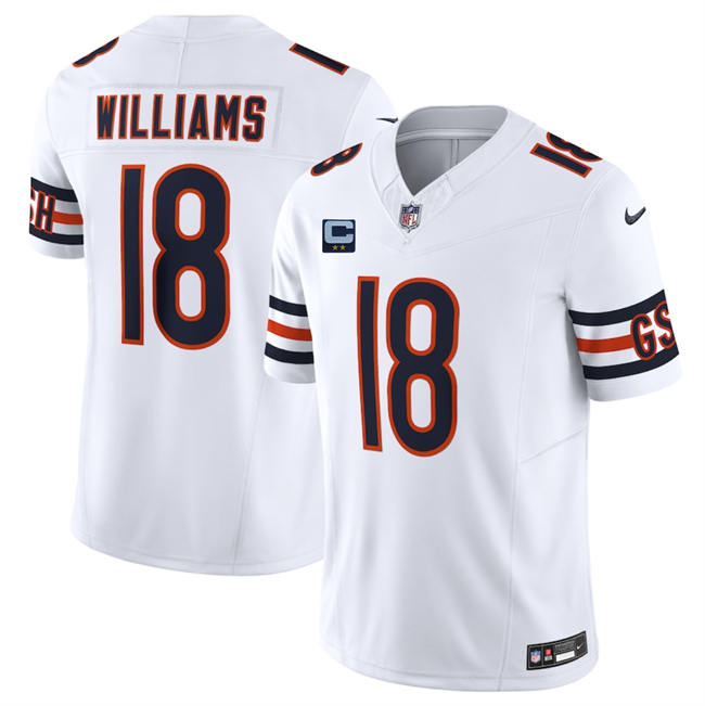 Men's Chicago Bears #18 Caleb Williams White 2025 F.U.S.E. With 2-Star C Patch Vapor Untouchable Limited Stitched Football Jersey