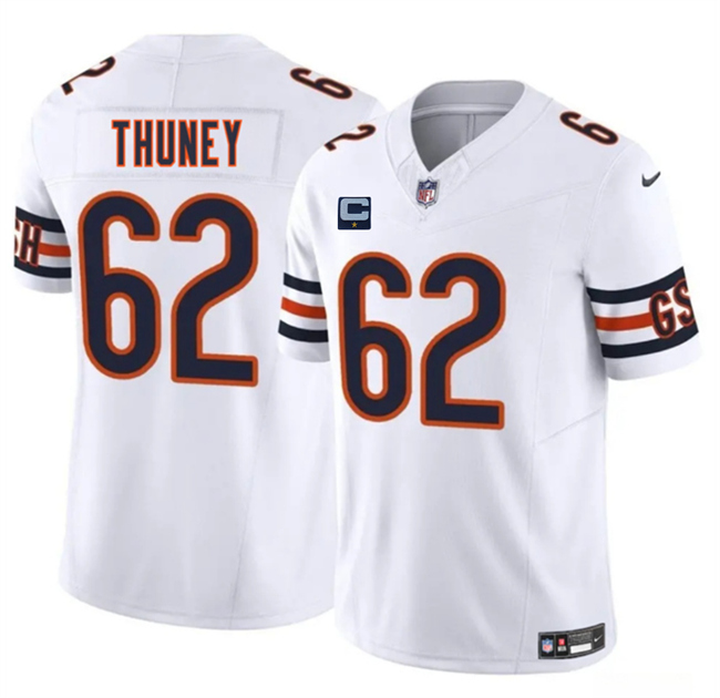 Men's Chicago Bears #62 Joe Thuney White 2025 F.U.S.E. With 1-Star C Patch Vapor Untouchable Limited Stitched Football Jersey