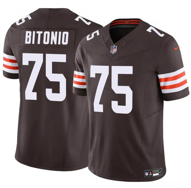 Men's Cleveland Browns #75 Joel Bitonio Brown F.U.S.E. Vapor Limited Stitched Football Jersey
