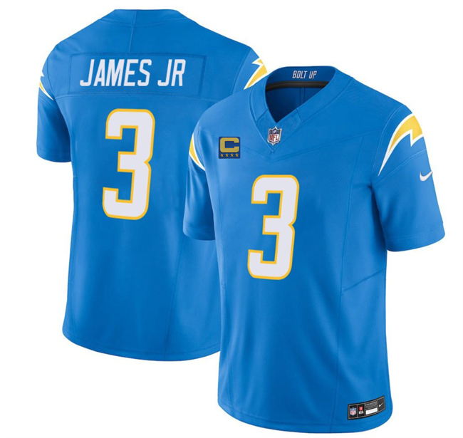 Men's Los Angeles Chargers #3 Derwin James JR Blue 2025 F.U.S.E With 4-Star C Patch Vapor Limited Stitched Football Jersey