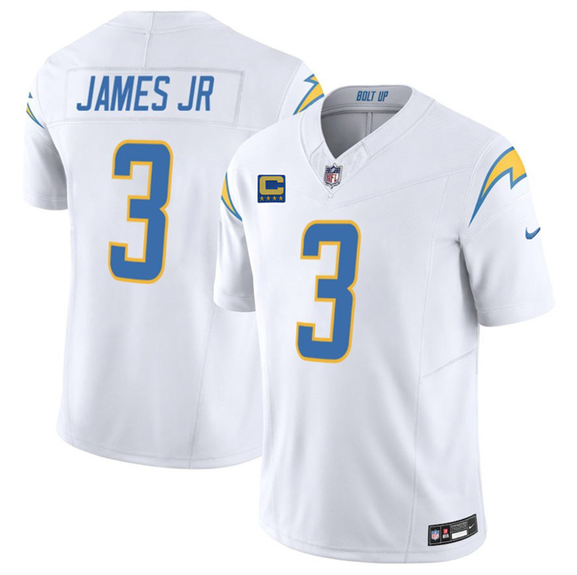 Men's Los Angeles Chargers #3 Derwin James JR White 2025 F.U.S.E With 4-Star C Patch Vapor Limited Stitched Football Jersey