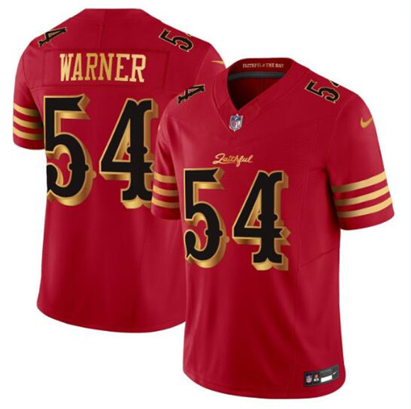 Men's San Francisco 49ers #54 Fred Warner Red Gold 2025 F.U.S.E. “Rivalries” Vapor Limited Football Stitched Jersey