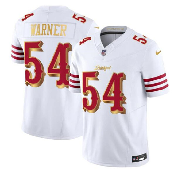 Men's San Francisco 49ers #54 Fred Warner White Gold 2025 F.U.S.E. “Rivalries” Vapor Limited Football Stitched Jersey