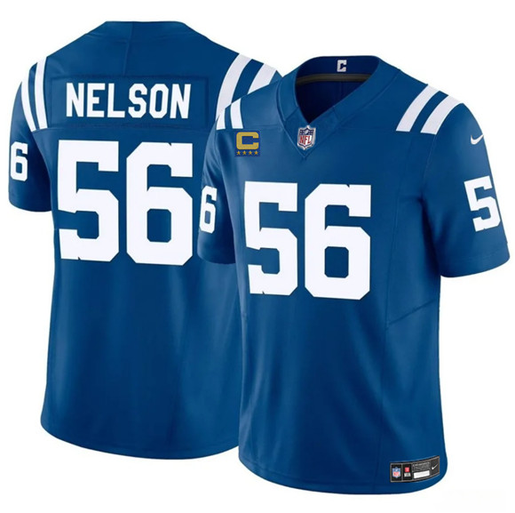 Men's Indianapolis Colts #56 Quenton Nelson Blue 2025 F.U.S.E. With 4-Star C Patch Vapor Limited Football Stitched Jersey