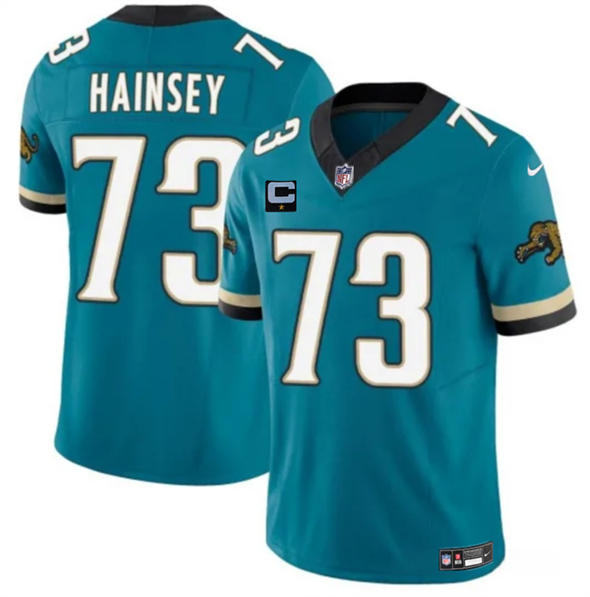 Men's Jacksonville Jaguars #73 Robert Hainsey Teal 2025 F.U.S.E. With 1-Star C Patch Prowler Throwback Vapor Limited Football Stitched Jersey