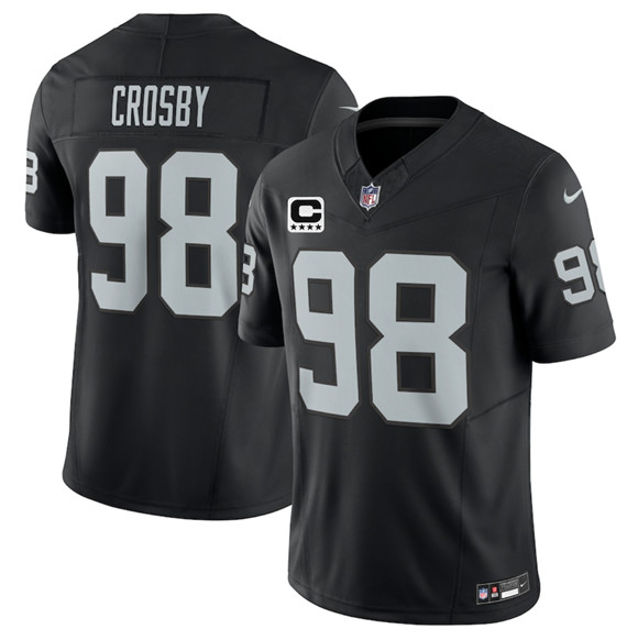 Men's Las Vegas Raiders #98 Maxx Crosby Black 2025 F.U.S.E. With 4-Star C Patch Vapor Limited Football Stitched Jersey