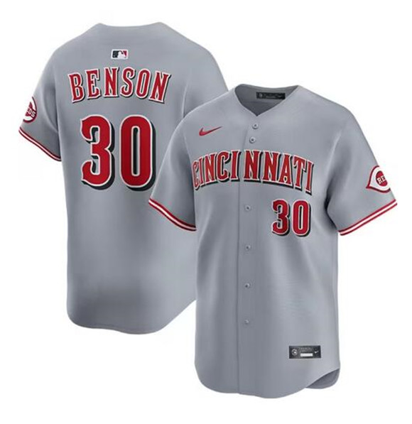 Men's Cincinnati Reds #30 Will Benson Gray Road Limited Stitched Baseball Jersey