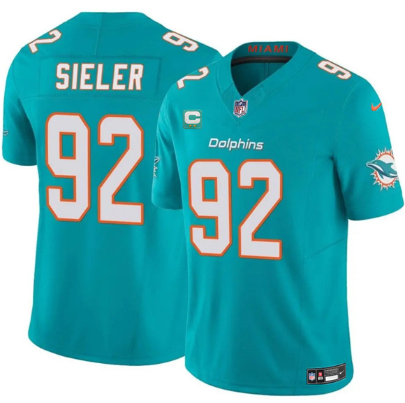 Men's Miami Dolphins #92 Zach Sieler Aqua 2025 F.U.S.E. With 2-Star C Patch Vapor Limited Football Stitched Jersey