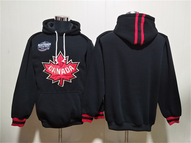 Men's Team Canada Blank Black Ageless Must-Have Lace-Up Pullover Hoodie