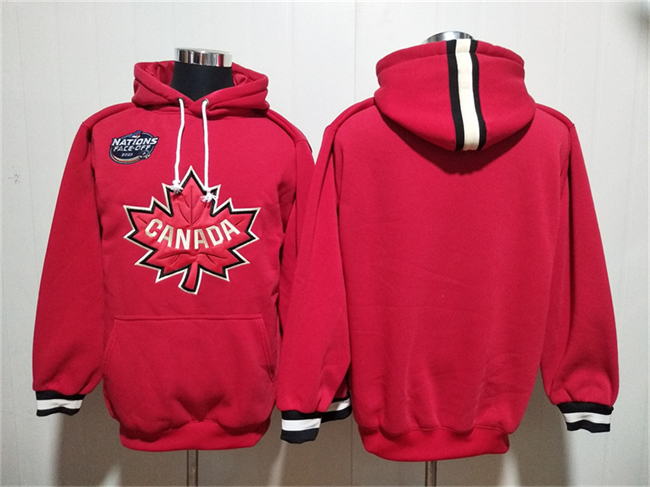 Men's Team Canada Blank Red Ageless Must-Have Lace-Up Pullover Hoodie