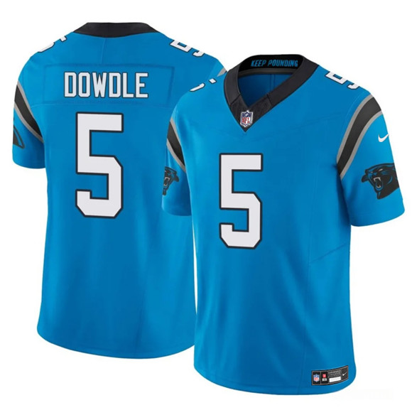 Men's Carolina Panthers #5 Rico Dowdle Blue 2025 F.U.S.E. Vapor Limited Football Stitched Jersey