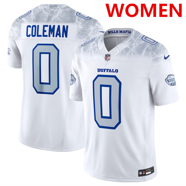 Women's Buffalo Bills #0 Keon Coleman White 2025 F.U.S.E. “Rivalries” Vapor Untouchable Football Stitched Jersey(Run Small)