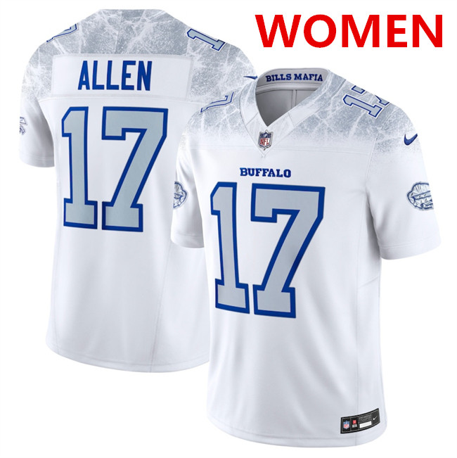 Women's Buffalo Bills #17 Josh Allen White 2025 F.U.S.E. “Rivalries” Vapor Untouchable Football Stitched Jersey(Run Small)