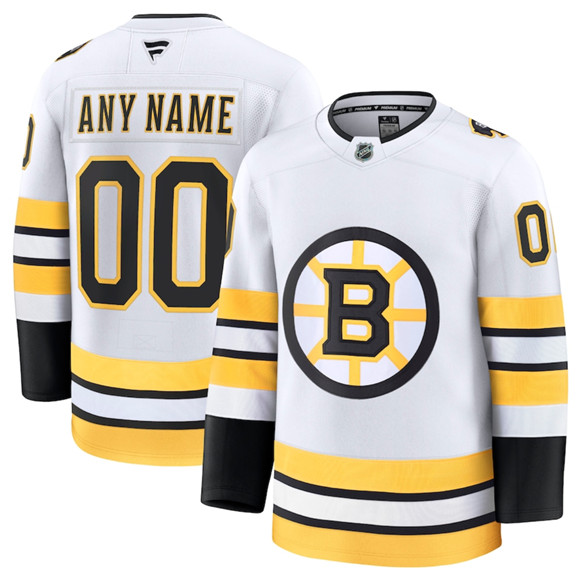 Men's Boston Bruins Active Player Custom White 2025 Away Stitched Hockey Jersey