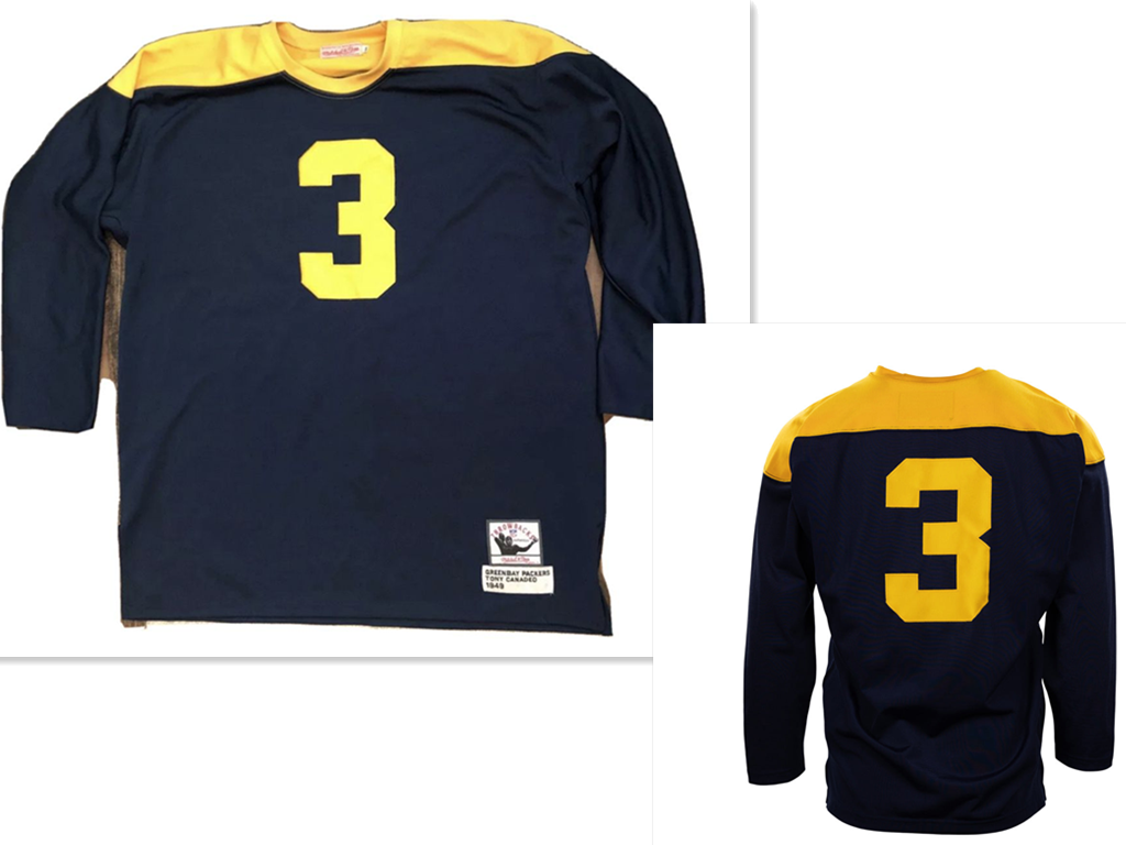 Men's Green Bay Packers #3 Tony Canadeo 1949 long sleeve throwback style jersey