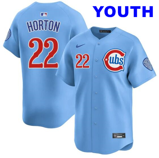 Youth Chicago Cubs #22 Cade Horton Nike Light Blue 2nd Alternate Limited Jersey