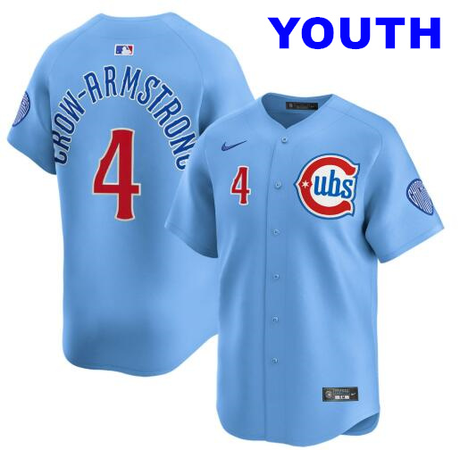 Youth Pete Crow-Armstrong Chicago Cubs #4 Baby Blues Alternate Limited Jersey by NIKE