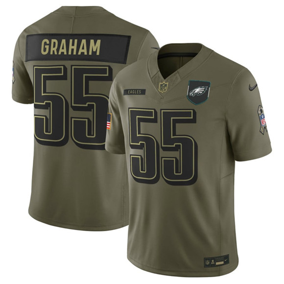 Men's Philadelphia Eagles #55 Brandon Graham Olive 2025 Salute to Service Limited Football Stitched Jersey