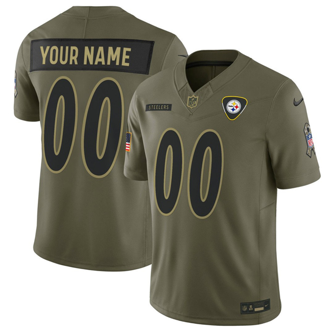 Men's Pittsburgh Steelers Active Player Custom Olive 2025 F.U.S.E. Salute to Service Limited Football Stitched Jersey