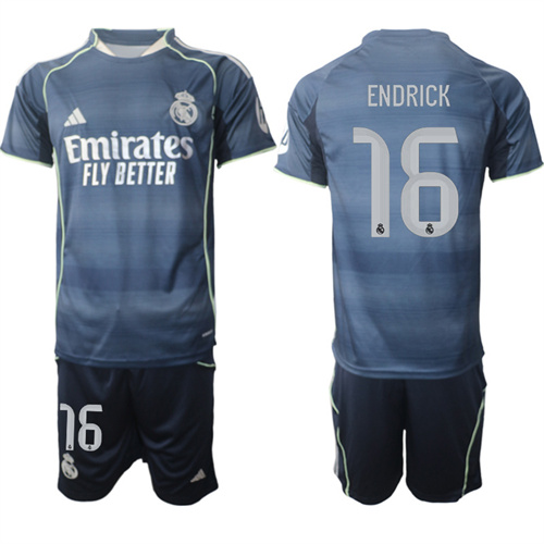 Men's Real Madrid #16 ENDRICK 2025-26 Away Adidas Soccer Suit Jerseys