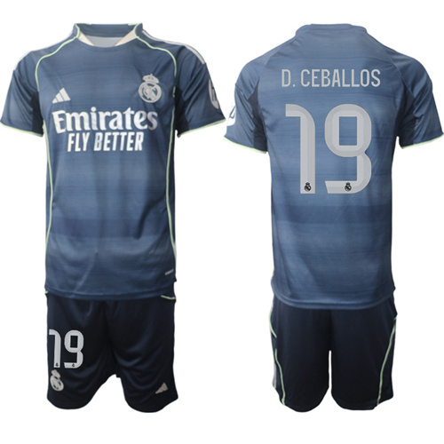 Men's Real Madrid #19 D.CEBALLOS 2025-26 Away Adidas Soccer Suit Jerseys
