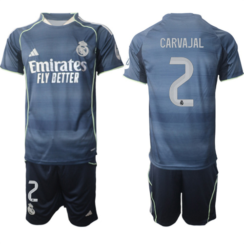 Men's Real Madrid #2 CARVAJAL 2025-26 Away Adidas Soccer Suit Jerseys