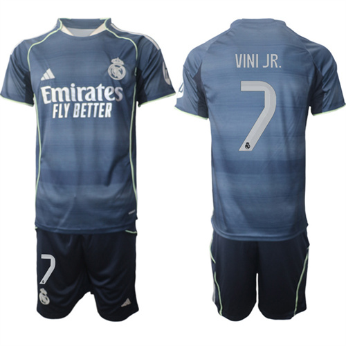 Men's Real Madrid #7 VINI JR. 2025-26 Away Adidas Soccer Suit Jerseys