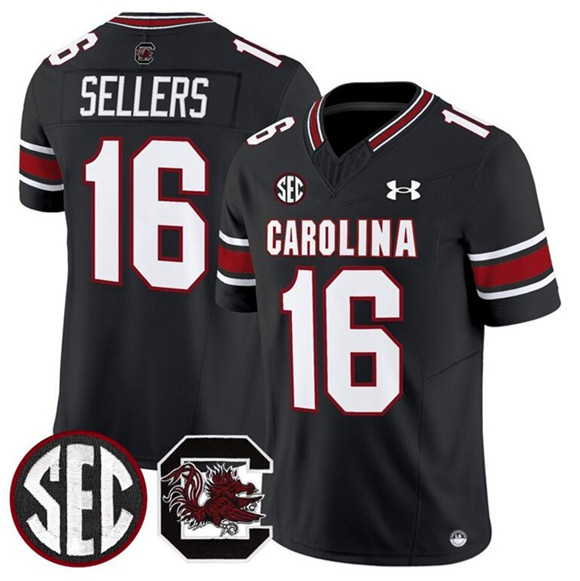 Men's South Carolina Fighting Gamecocks #16 LaNorris Sellers Black 2025 F.U.S.E. Stitched Jersey