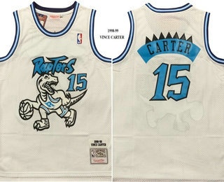 Men's Toronto Raptors #15 Vince Carter White 1998 Throwback Swingman Jersey