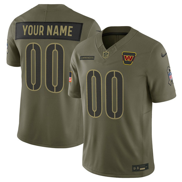 Men's Washington Commanders Active Player Custom Olive 2025 Salute to Service Limited Football Stitched Jersey