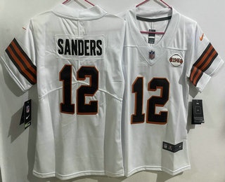 Women's Cleveland Browns #12 Shedeur Sanders Limited White Alternate Vapor Jersey