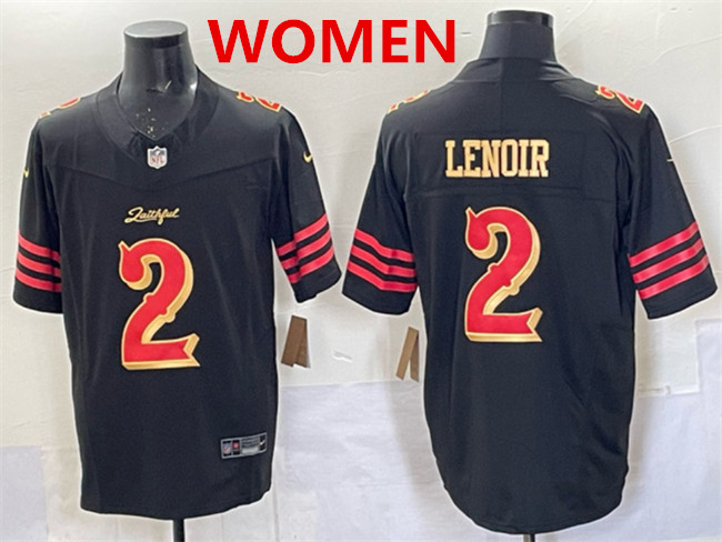 Women's San Francisco 49ers #2 Deommodore Lenoir Black 2025 F.U.S.E. “Rivalries” Vapor Limited Stitched Football Jersey(Run Small)