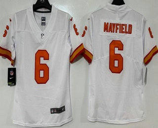 Women's Tampa Bay Buccaneers #6 Baker Mayfield Limited White Throwback Vapor Jersey