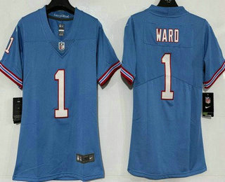 Women's Tennessee Titans #1 Cameron Ward Limited Blue Throwback Vapor Jersey