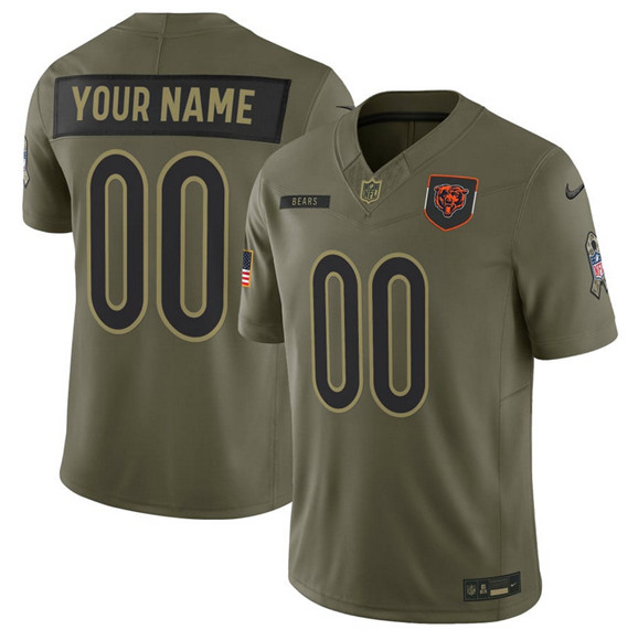 Men's Chicago Bears Active Player Custom Olive 2025 F.U.S.E. Salute to Service Limited Football Stitched Jersey