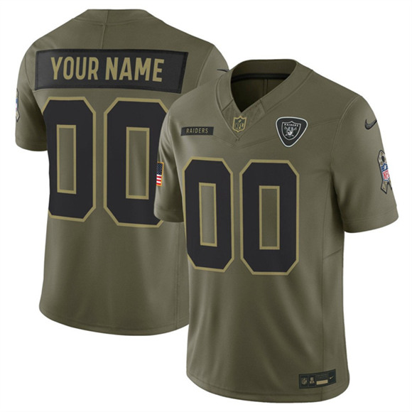 Men's Las Vegas Raiders Active Player Custom Olive 2025 F.U.S.E. Salute to Service Limited Football Stitched Jersey